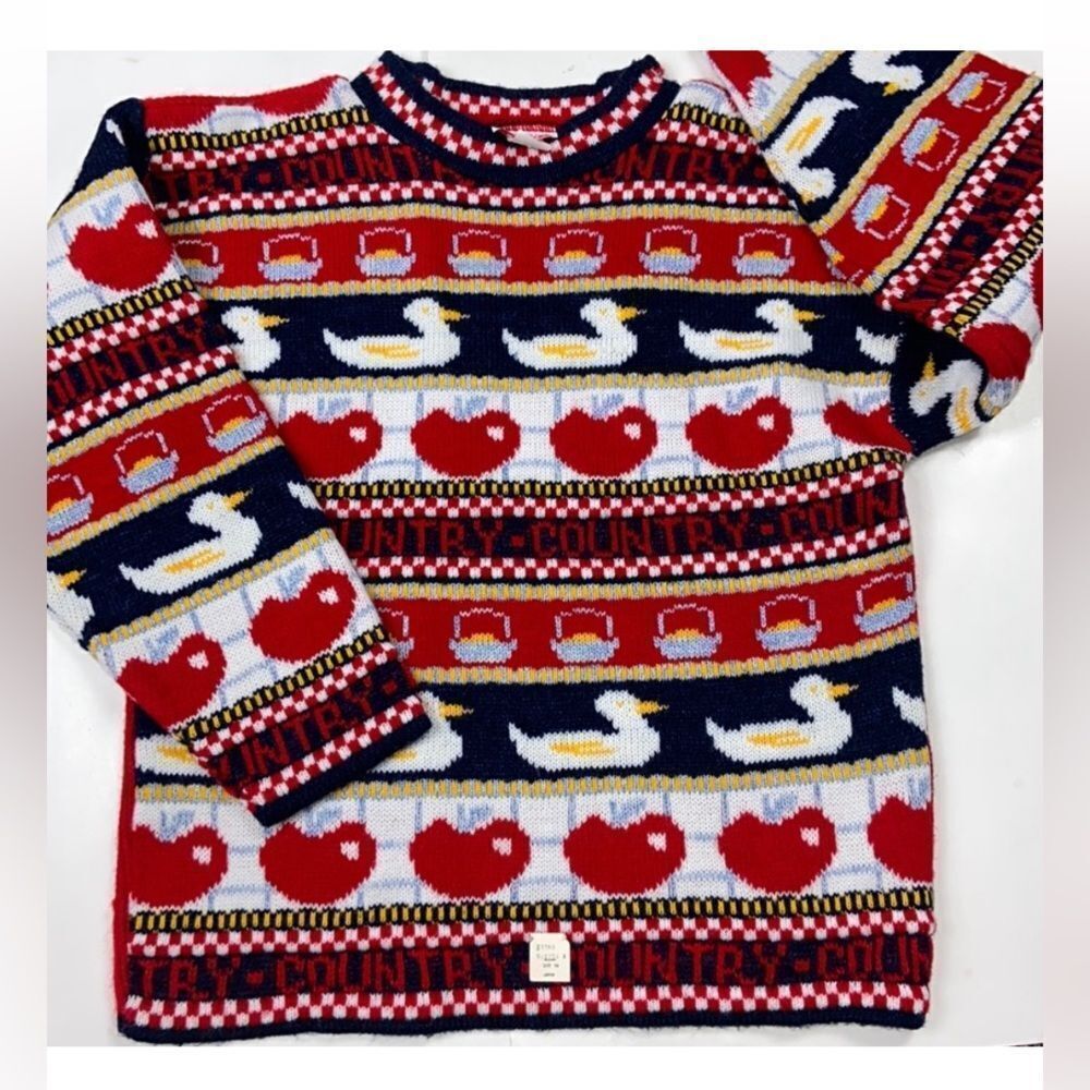 Vintage Grand Colorful Duck and Heart Sweater Size L (14)
